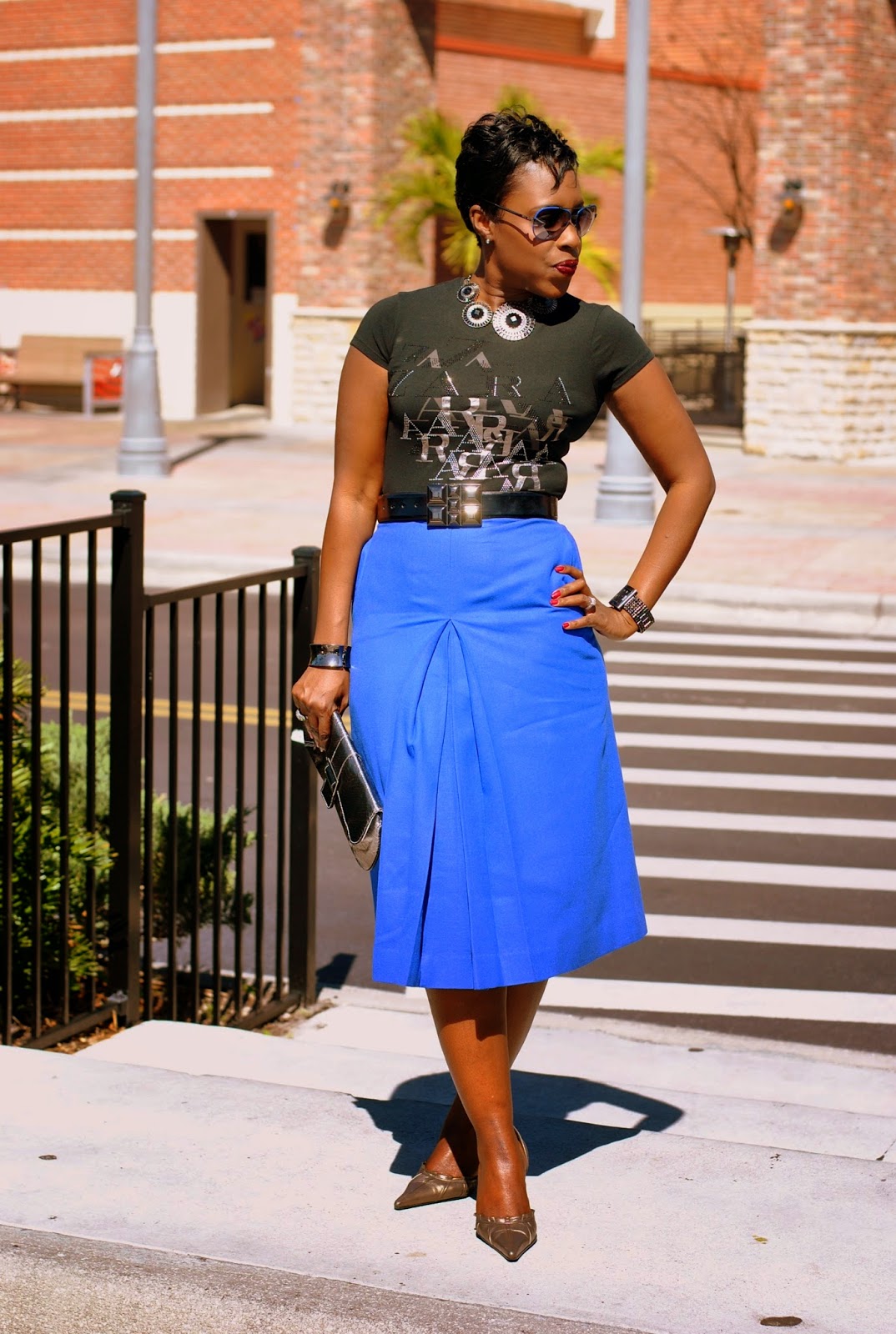 Graphic Tee & Midi Skirt - Fashionably Fab Blog