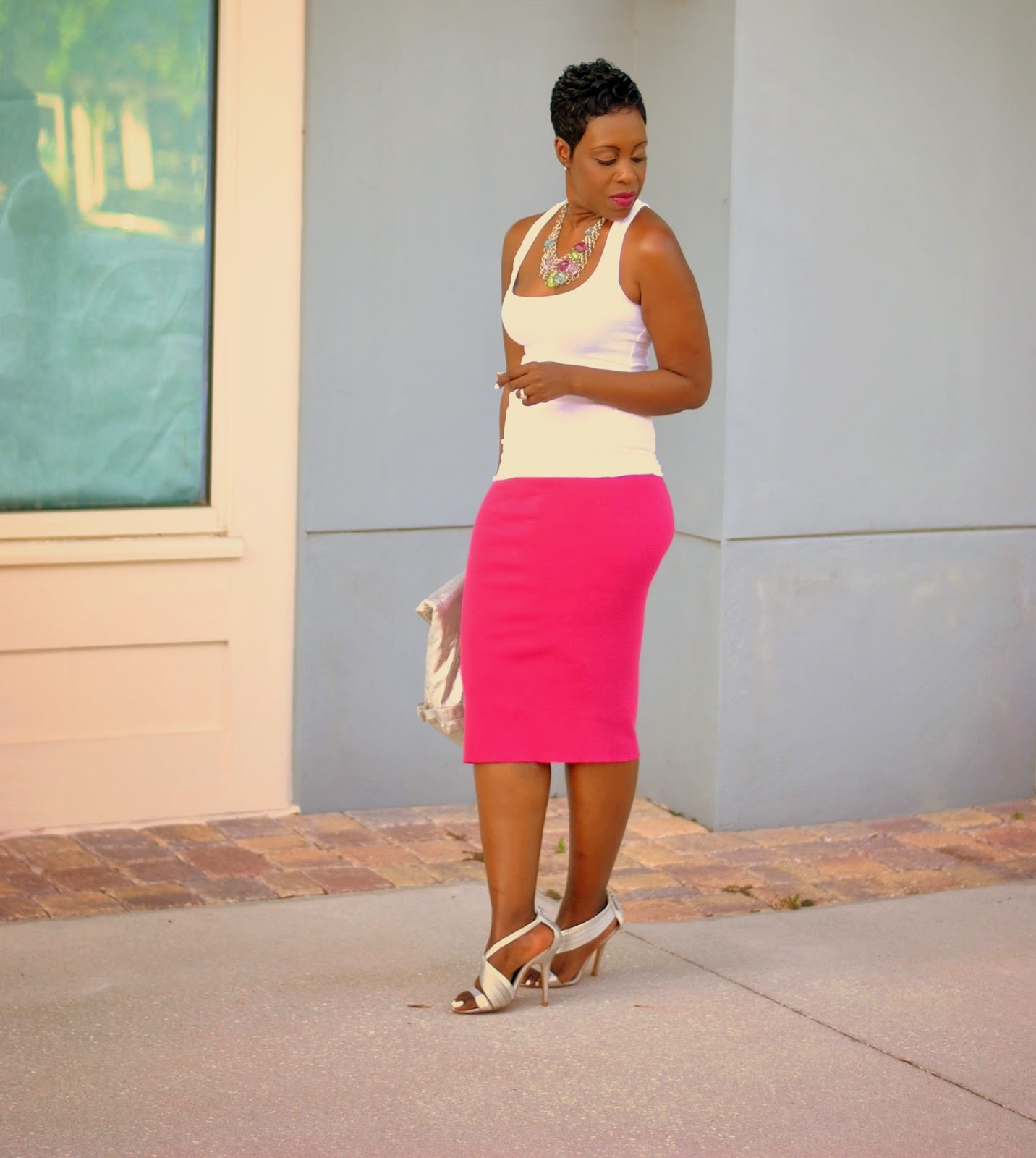 DIY Pencil Skirt & White Tank - Fashionably Fab Blog