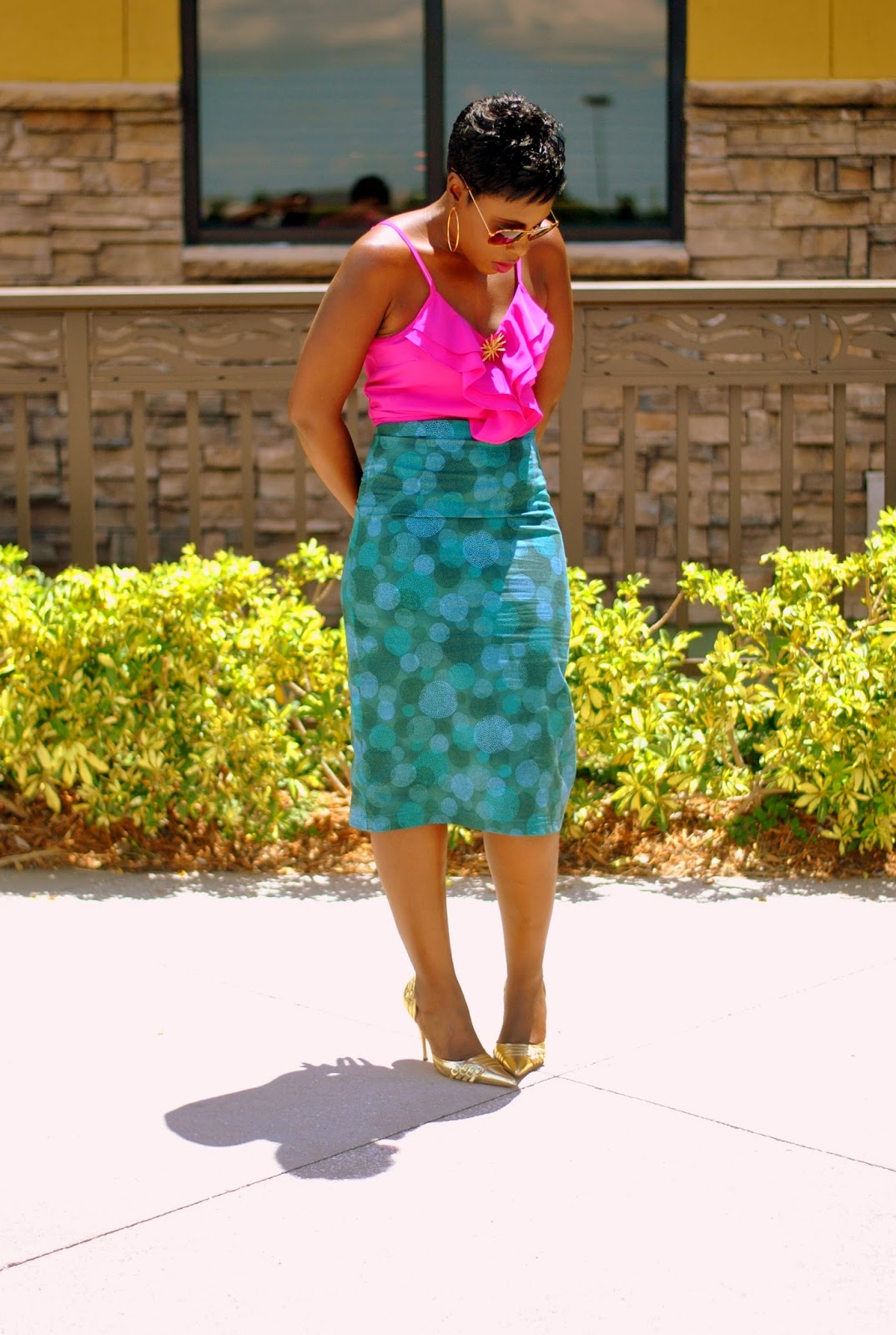 DIY GeoPrint Pencil Skirt + F21 Blouse - Fashionably Fab Blog